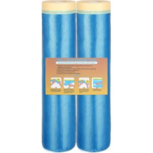 Tape And Drape Pre-Taped Masking Film 2 Rolls Self-Adhesive Painting Drop Fi Tape And Drape Pre-Taped Masking Film 2 Rolls Self-Adhesive Painting Drop Fi