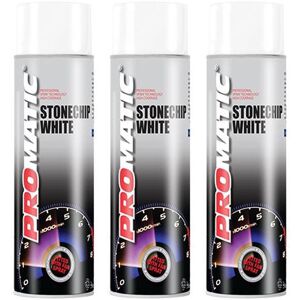 3x Promatic Stonechip White Spray Paint Aerosol Auto Multi Purpose 500ml 3x Promatic Stonechip White Spray Paint Aerosol Auto Multi Purpose 500ml