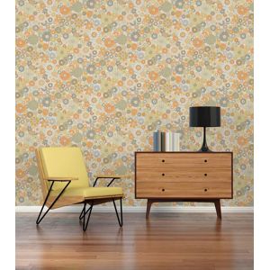 Does Not Apply Retro 70'S Daisy Floral Wallpaper Orange/green/white/khaki Retro Chic 395353 8.5 Does Not Apply Retro 70'S Daisy Floral Wallpaper Orange/green/white/khaki Retro Chic 395353 8.5