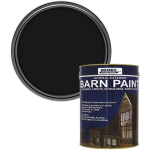 Bedec Barn Paint Acrylic Exterior All-In-One Multi-Surface Black Matt 5l Bedec Barn Paint Acrylic Exterior All-In-One Multi-Surface Black Matt 5l