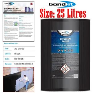 Bond It Black Bitumen Paint Weatherproof Roof Protection Sealant - 25ltr Bond It Black Bitumen Paint Weatherproof Roof Protection Sealant - 25ltr