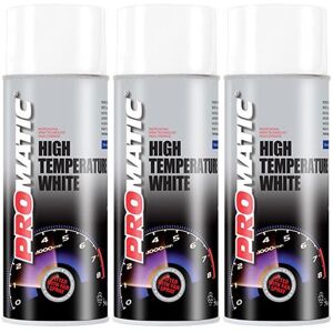 3x Promatic White High Temperature Spray Paint Aerosol Auto Multi Purpose 400ml 3x Promatic White High Temperature Spray Paint Aerosol Auto Multi Purpose 400ml