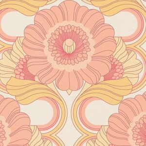Retro Floral Wallpaper Motif Mustard Peach Pink As Creation 39530-5 Wall Cover Retro Floral Wallpaper Motif Mustard Peach Pink As Creation 39530-5 Wall Cover