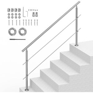 Vevor 70.9in Handrails For Outdoor Steps 2 Crossbars Staircase For Porch Deck Vevor 70.9in Handrails For Outdoor Steps 2 Crossbars Staircase For Porch Deck