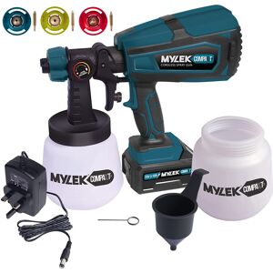 Mylek 20v Cordless Paint Sprayer Gun Handheld Decking Fence Home Wall Ceiling Mylek 20v Cordless Paint Sprayer Gun Handheld Decking Fence Home Wall Ceiling