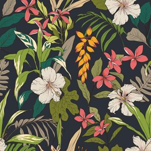 Black Floral Wallpaper Vintage White Flower Contact Paper Self-Adhesive Tropical Black Floral Wallpaper Vintage White Flower Contact Paper Self-Adhesive Tropical