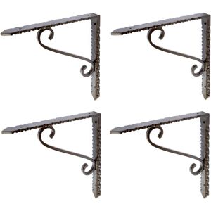 Hammer And Tongs 4x Notched Scroll Iron Shelf Bracket Antique Vintage Wall Brackets D205mm Raw Hammer And Tongs 4x Notched Scroll Iron Shelf Bracket Antique Vintage Wall Brackets D205mm Raw