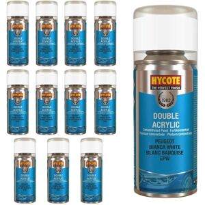 Hycote Colour Spray Paint Aerosol Peugeot Bianca White 150ml Fast Drying X12 Hycote Colour Spray Paint Aerosol Peugeot Bianca White 150ml Fast Drying X12