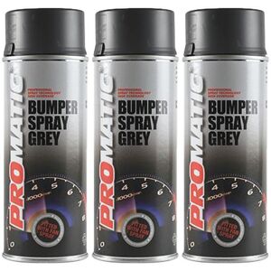 3x Promatic Bumperspray Mid Grey Spray Paint Aerosol Auto Multi Purpose 400ml 3x Promatic Bumperspray Mid Grey Spray Paint Aerosol Auto Multi Purpose 400ml