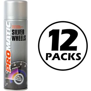 12x Promatic Wheel Silver Professional Spray Paint Aerosol Multi Purpose 500ml 12x Promatic Wheel Silver Professional Spray Paint Aerosol Multi Purpose 500ml