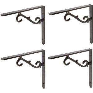 Hammer And Tongs 4x Scroll Iron Shelf Bracket Cast Antique Vintage Wall Brackets D205mm Black Hammer And Tongs 4x Scroll Iron Shelf Bracket Cast Antique Vintage Wall Brackets D205mm Black