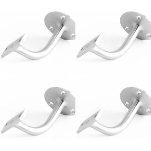 4 Pack Premium Solid Brass Handrail Brackets In Satin Chrome Finish - 75mm - 4 Pack Premium Solid Brass Handrail Brackets In Satin Chrome Finish - 75mm -
