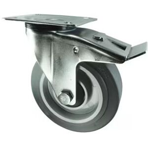 Atlas Workholders Braked Swivel Plate 160mm Grey Rubber Tyre Atlas Workholders Braked Swivel Plate 160mm Grey Rubber Tyre