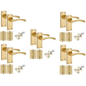 Golden Grace 5 Pairs Victorian Astrid Door Handle Satin Brass 120 X 40mm Latches & Hinges Golden Grace 5 Pairs Victorian Astrid Door Handle Satin Brass 120 X 40mm Latches & Hinges