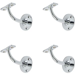 4 Pack Durable Solid Brass Handrail Brackets In Polished Chrome Finish - 64mm - 4 Pack Durable Solid Brass Handrail Brackets In Polished Chrome Finish - 64mm -
