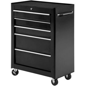 Homcom 5-Drawer Lockable Steel Tool Storage Cabinet Wheels Handle 2 Keys Black Homcom 5-Drawer Lockable Steel Tool Storage Cabinet Wheels Handle 2 Keys Black