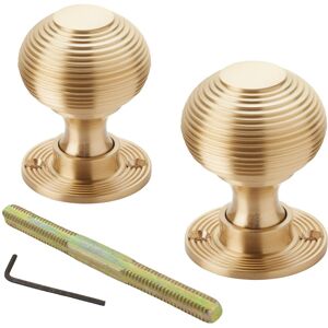 A.B Hardware - Beehive Door Knobs - Satin Brass A.B Hardware - Beehive Door Knobs - Satin Brass