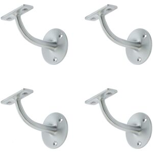 4 Pack Durable Solid Brass Handrail Brackets In Satin Chrome Finish - 64mm - 4 Pack Durable Solid Brass Handrail Brackets In Satin Chrome Finish - 64mm -