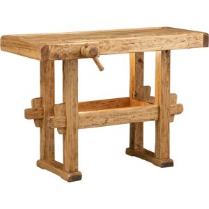 Biscottini Country Workbench In Solid Tilia Wood Natural Finish L126xpr69x Biscottini Country Workbench In Solid Tilia Wood Natural Finish L126xpr69x