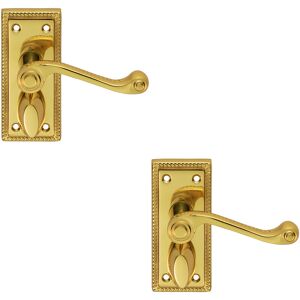 Thatcable 2x Pair Reeded Design Scroll Lever On Bathroom Backplate 112 X 48mm Brass Thatcable 2x Pair Reeded Design Scroll Lever On Bathroom Backplate 112 X 48mm Brass