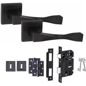 Golden Grace 1 Set Astrid Straight Door Handles Matt Black Key Lock Set Ball Bearing Hinges Golden Grace 1 Set Astrid Straight Door Handles Matt Black Key Lock Set Ball Bearing Hinges