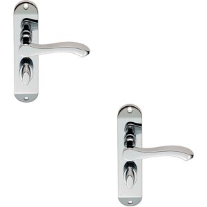 Thatcable 2x Pair Scroll Lever Door Handle On Bathroom Backplate 180 X 40mm Chrome Thatcable 2x Pair Scroll Lever Door Handle On Bathroom Backplate 180 X 40mm Chrome