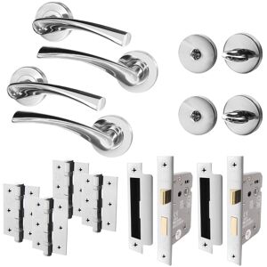 Sfh Chrome Bathroom Door Handle Set – 2 Pack Thumbturn & Release, Lock & Hinges 76mm Sfh Chrome Bathroom Door Handle Set – 2 Pack Thumbturn & Release, Lock & Hinges 76mm