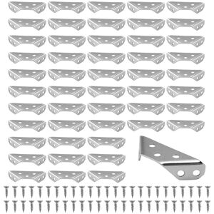 2x(50pcs Stainless Steel Angle Corner Brackets Furniture Corner Connector3342 2x(50pcs Stainless Steel Angle Corner Brackets Furniture Corner Connector3342
