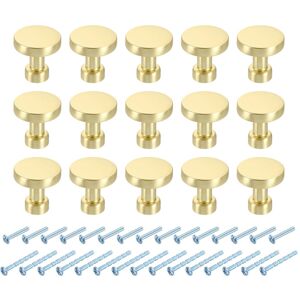 Metallixity 15pcs Round Cabinet Knobs, 1.2\" X 1.18\" Cabinet Handles, Brushed Brass Metallixity 15pcs Round Cabinet Knobs, 1.2\" X 1.18\" Cabinet Handles, Brushed Brass