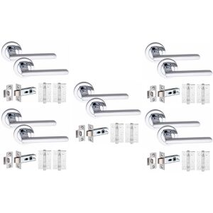 Golden Grace 5 Set Leon Door Handles Set Ball Bearing Hinges Latches Polished Chrome Finish Golden Grace 5 Set Leon Door Handles Set Ball Bearing Hinges Latches Polished Chrome Finish