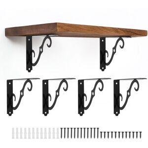 Uxcell 6 Pcs Decorative Shelf Brackets, 8\" X 5\" Floating Shelf Brackets, Black Uxcell 6 Pcs Decorative Shelf Brackets, 8\" X 5\" Floating Shelf Brackets, Black
