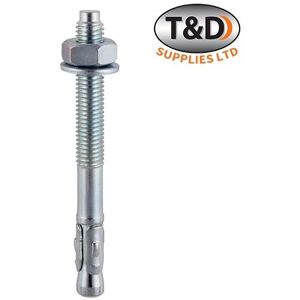 Timco M16x125 Zinc Throughbolts - 25pack Concrete Fixing Anchor With Nut& Washer Timco M16x125 Zinc Throughbolts - 25pack Concrete Fixing Anchor With Nut& Washer