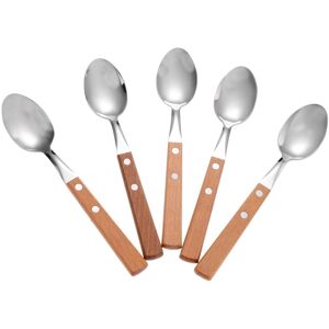 None 10 Pcs Stainless Steel Spoons Dessert Scoops With Wood Handles (Assorted Color) None 10 Pcs Stainless Steel Spoons Dessert Scoops With Wood Handles (Assorted Color)