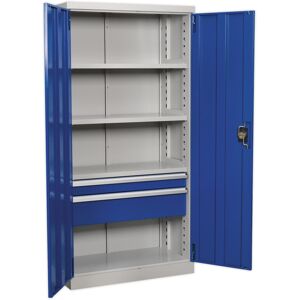Thatcable 1800mm Double Door Industrial Cabinet - 2 Drawers & 3 Shelves - 3 Point Lock Thatcable 1800mm Double Door Industrial Cabinet - 2 Drawers & 3 Shelves - 3 Point Lock
