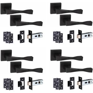 Golden Grace 4 Set Astrid Straight Door Handles Sets Latch Bb Hinges Square Rose Matt Black Golden Grace 4 Set Astrid Straight Door Handles Sets Latch Bb Hinges Square Rose Matt Black