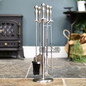 Black Country Metal Works Traditional Brushed Pewter Four Piece Companion Set - 64cm Black Country Metal Works Traditional Brushed Pewter Four Piece Companion Set - 64cm