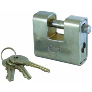 Asec Security Asec Steel Sliding Shackle 80mm Commercial Shutter & Chain Padlock With 3 Keys Asec Security Asec Steel Sliding Shackle 80mm Commercial Shutter & Chain Padlock With 3 Keys