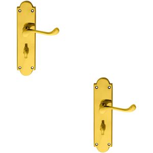 Thatcable 2x Pair Victorian Scroll Handle On Bathroom Backplate 205 X 49mm Polished Brass Thatcable 2x Pair Victorian Scroll Handle On Bathroom Backplate 205 X 49mm Polished Brass