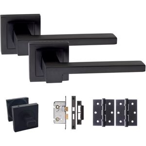 Golden Grace 1 Pair Zeta Design Matt Black Square Door Handle Hinges & Latches Bathroom Set Golden Grace 1 Pair Zeta Design Matt Black Square Door Handle Hinges & Latches Bathroom Set
