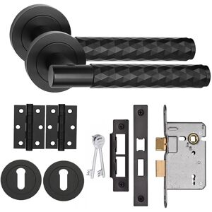 Golden Grace Knurled Door Handle Diamond Cut T-Bar 3 Lever Lock Bb Hinges Matt Black Golden Grace Knurled Door Handle Diamond Cut T-Bar 3 Lever Lock Bb Hinges Matt Black