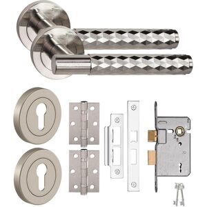 Golden Grace Knurled Door Handle Diamond Cut T-Bar 3 Lever Lock Bb Hinges Satin Nickel Golden Grace Knurled Door Handle Diamond Cut T-Bar 3 Lever Lock Bb Hinges Satin Nickel