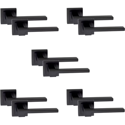 Golden Grace 5 Pairs Zeta Design Matt Black Lever Latch Square Rose Door Handle Golden Grace 5 Pairs Zeta Design Matt Black Lever Latch Square Rose Door Handle