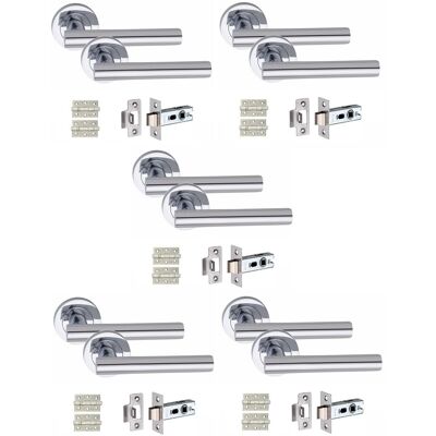 Golden Grace 5 Set Straight T-Bar Door Handles Hinges And Latches Polished Chrome Finish Golden Grace 5 Set Straight T-Bar Door Handles Hinges And Latches Polished Chrome Finish