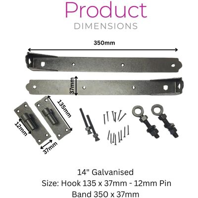 Epsom Door Handles 14\" Adjustable Hook And Band Hinges – Black Jappaned Heavy-Duty Gate & Door Epsom Door Handles 14\" Adjustable Hook And Band Hinges – Black Jappaned Heavy-Duty Gate & Door