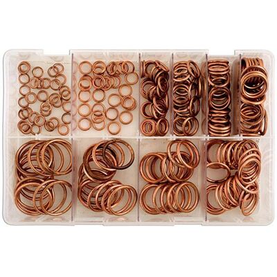 Copper Washers Set - 250 pcs, 6-26mm, Various Sizes - Standard Copper Washers Set - 250 pcs, 6-26mm, Various Sizes - Standard