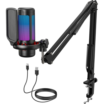 Tonor Gaming Usb Microphone With Adjustable Rgb Modes & Brightness, Condenser Pc Tonor Gaming Usb Microphone With Adjustable Rgb Modes & Brightness, Condenser Pc