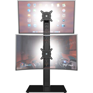 Does Not Apply Dual Monitor Stand - Vertical Stack Screen Free-Standing Monitor Riser Fits Two Does Not Apply Dual Monitor Stand - Vertical Stack Screen Free-Standing Monitor Riser Fits Two