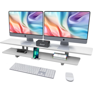 Does Not Apply Dual Monitor Stand, Computer Monitor Riser For 2 Monitors, 37.5 Inch Wood Monito Does Not Apply Dual Monitor Stand, Computer Monitor Riser For 2 Monitors, 37.5 Inch Wood Monito