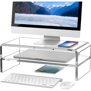 Does Not Apply Clear Acrylic Monitor Stand Riser 2 Tier, 5.5 Inches High Clear Computer Desk Or Does Not Apply Clear Acrylic Monitor Stand Riser 2 Tier, 5.5 Inches High Clear Computer Desk Or