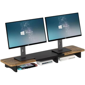 Does Not Apply Dual Monitor Stand Riser,39.4 Inch Wood Desk Organizer Shelf With Underneath Sto Does Not Apply Dual Monitor Stand Riser,39.4 Inch Wood Desk Organizer Shelf With Underneath Sto